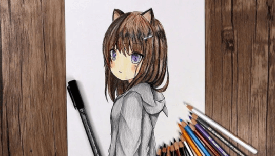 Anime:-R4evuuxqn4= Cat Drawing